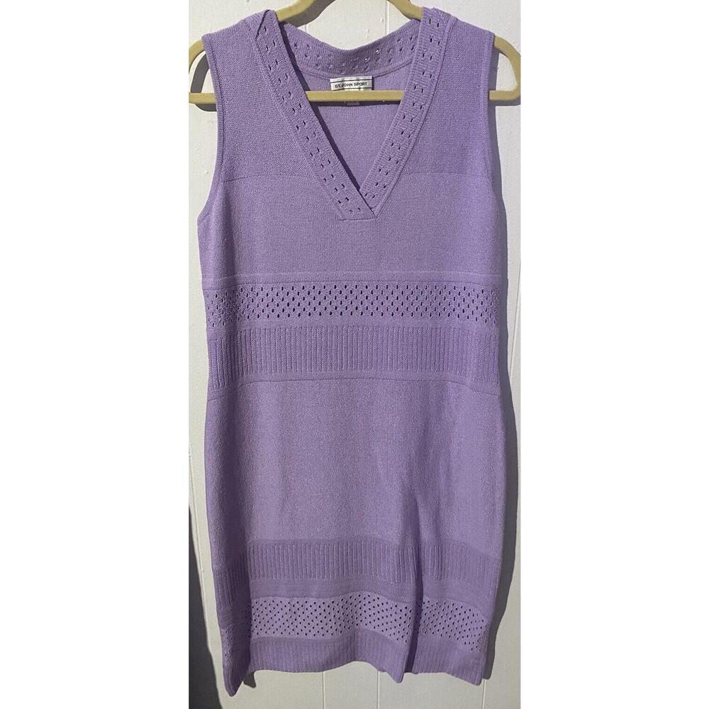St. John Lavender Knit Midi Dress Size Medium